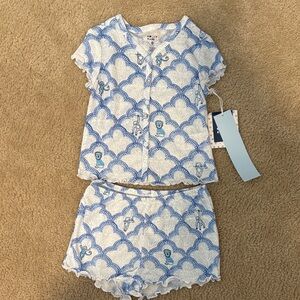 Roller Rabbit x Target Girls' Geo Trellis Pointelle Short Sleeves Pajamas set